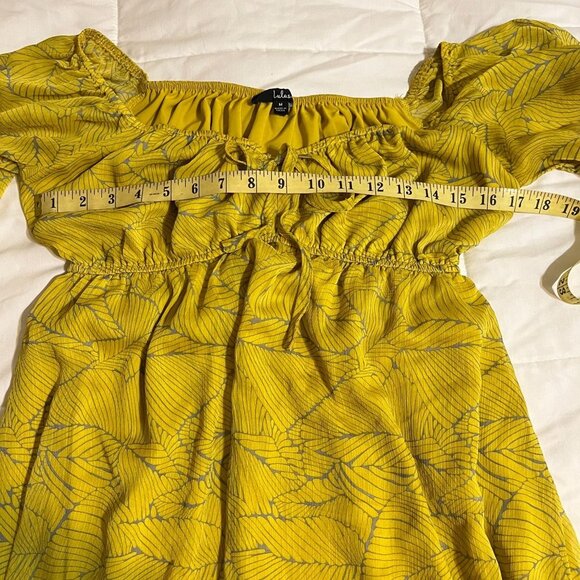 LULUS DRESS WOMENS YELLOW WITH GRAY SIZE M - Picture 7 of 13